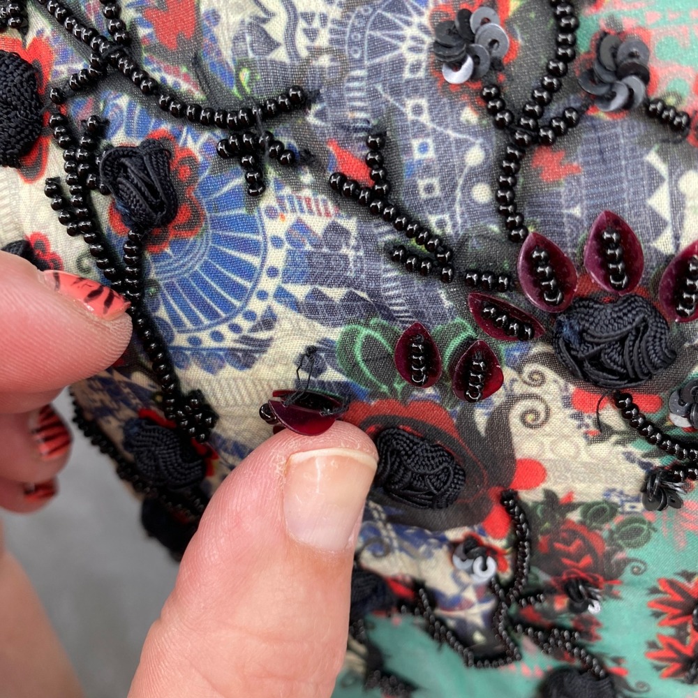 Bhanuni by Jyoti Maxi Dress Womens Small Anthropologie Embellished Boho Floral - Picture 10 of 17